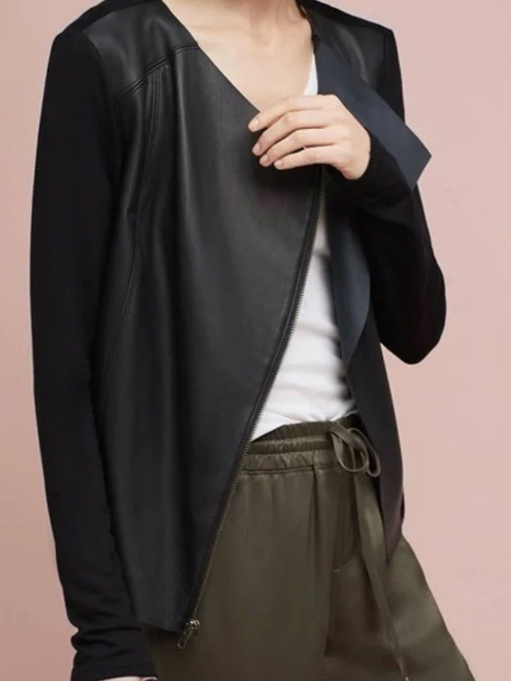 Michael Stars Black Faux Leather Front Jacket - Women